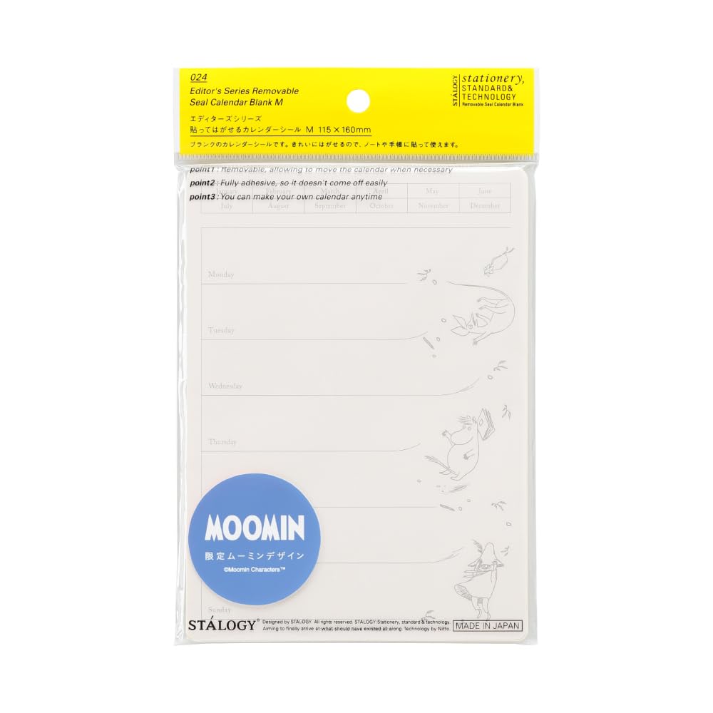 

Nitoms STALOGY Календарь SS0099 Наклейки Peel-and-Stick, Средний, Недельный, Муми-тролли,