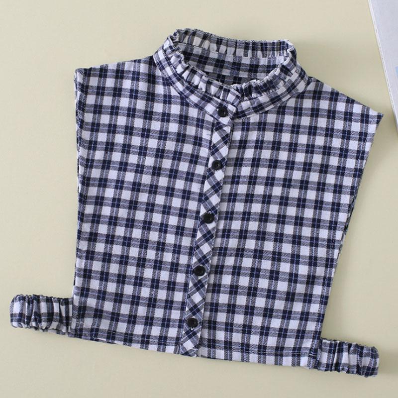 Fashion Plaid Fake Collar Women Detachable collars New Cotton False Collar Shirt Tie Female Removable Dickie Half Shirt Women