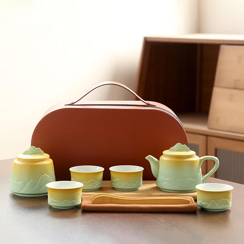 Ailanhui Jia DU Qianli Jiangshan Portable Ceramic Travel Tea Set Travel