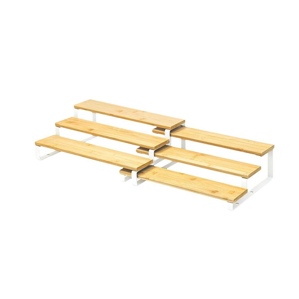 Detachable 3 Tier Spice Rack Bamboo Spice Condiment Shelf Cosmetics Storage Rack For Kitchen