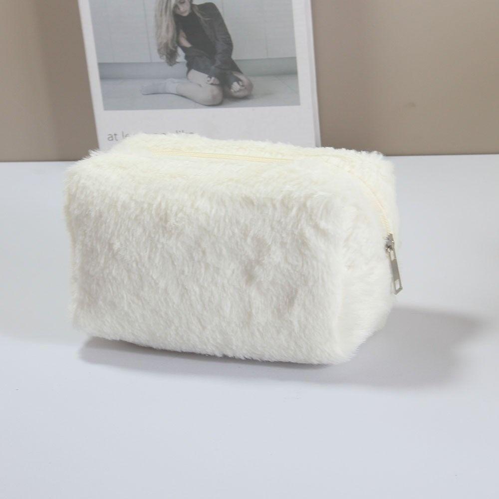 Cute Large Capacity Velvet Makeup Bag Portable Soft Fur Cosmetic Storage Bag Puffy Cosmetics Pouch Stationery Storage