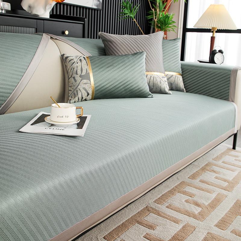 Summer Ice Silk Mat Sofa Cushion Four Seasons Non-Slip Universal Light Luxury High Sense Summer Cool Cushion Sofa Cover Towel