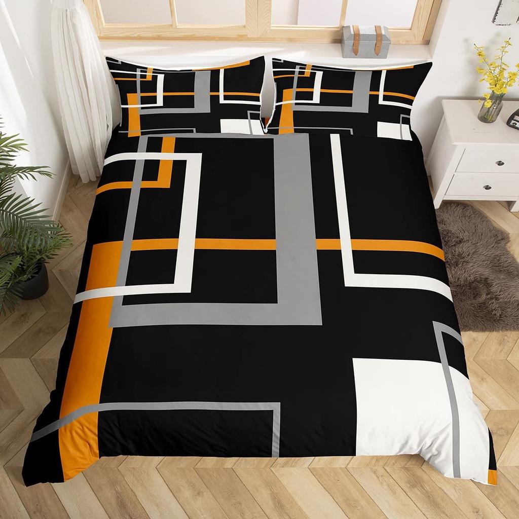 Black Purple Abstract Lines Three-Piece Quilt Cover 3D Digital Printing Bedding Set Bed Cover