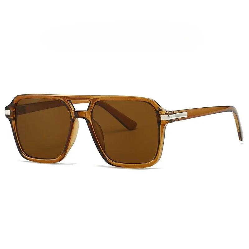 Retro 70s Square Pilot Sunglasses for Women Men Trendy Vintage Double Bridge Shades