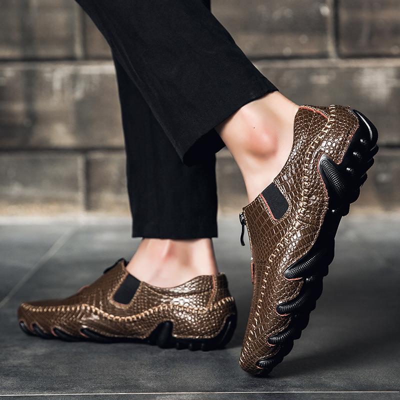 39-46 Mode Herr Casual Läderskor Loafers Moccasins Platt Körskor