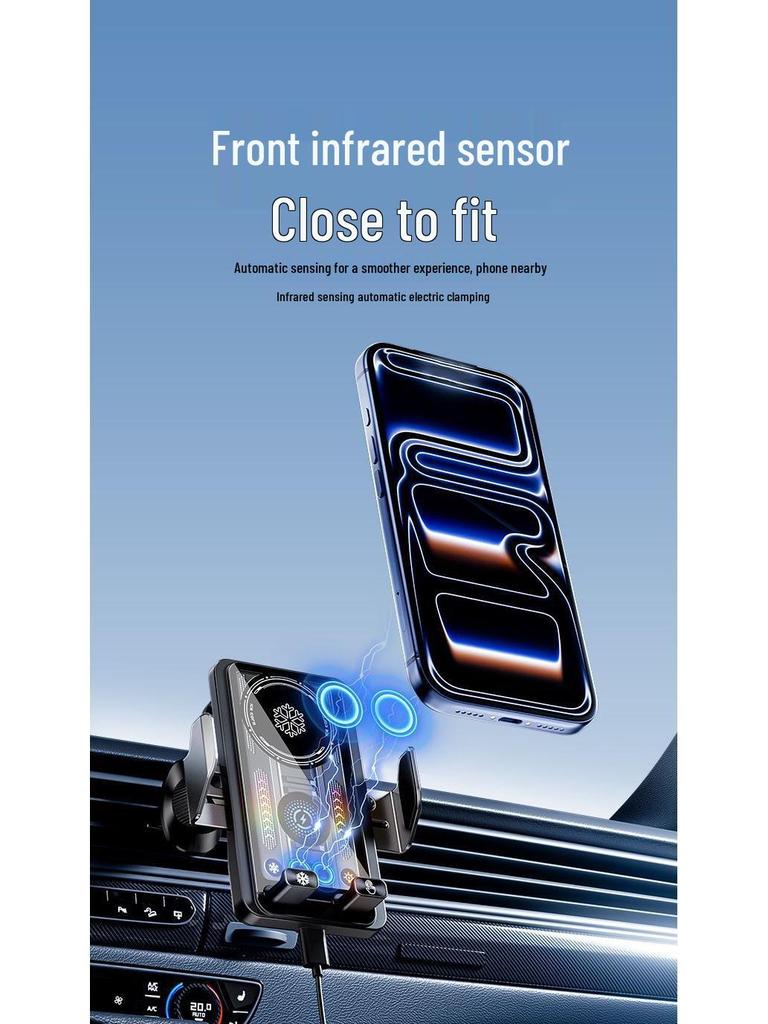 Universal Magnetic Wireless Car Charger & Phone Holder with Cooling and Fast Charging