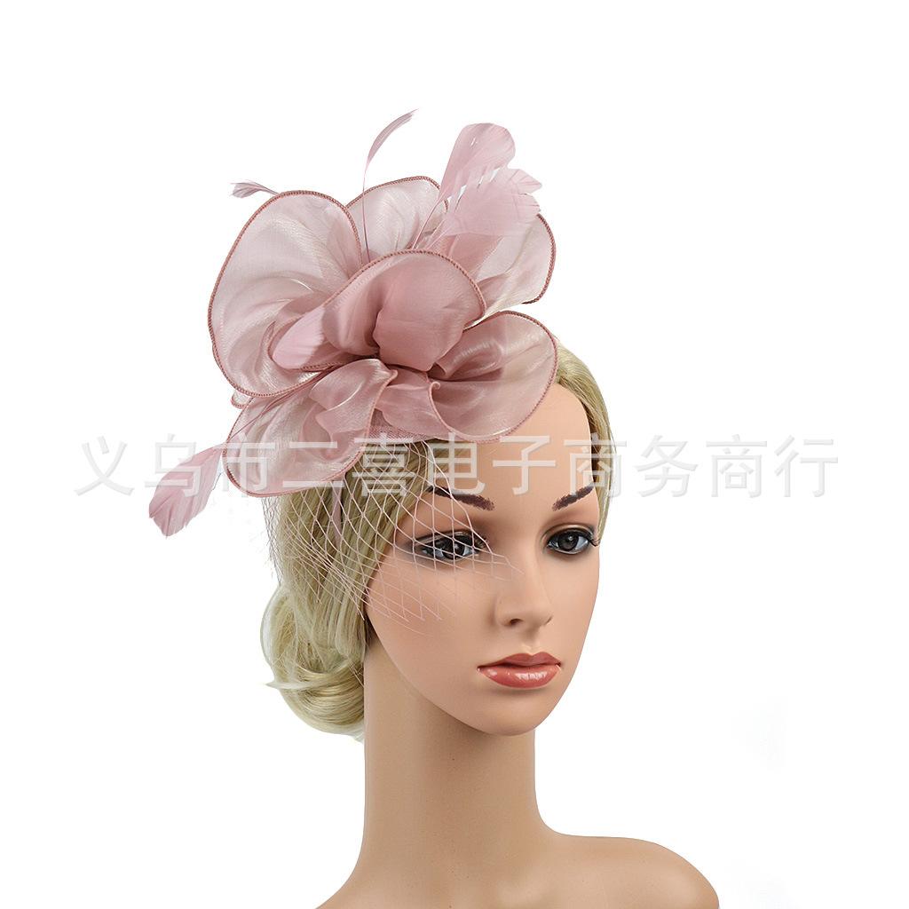 European and American Eugen Yarn Headgear Jockey Club Mesh Hair Accessories Bridal Ball Top Hat Headband Hairpin Dual-purpose Style