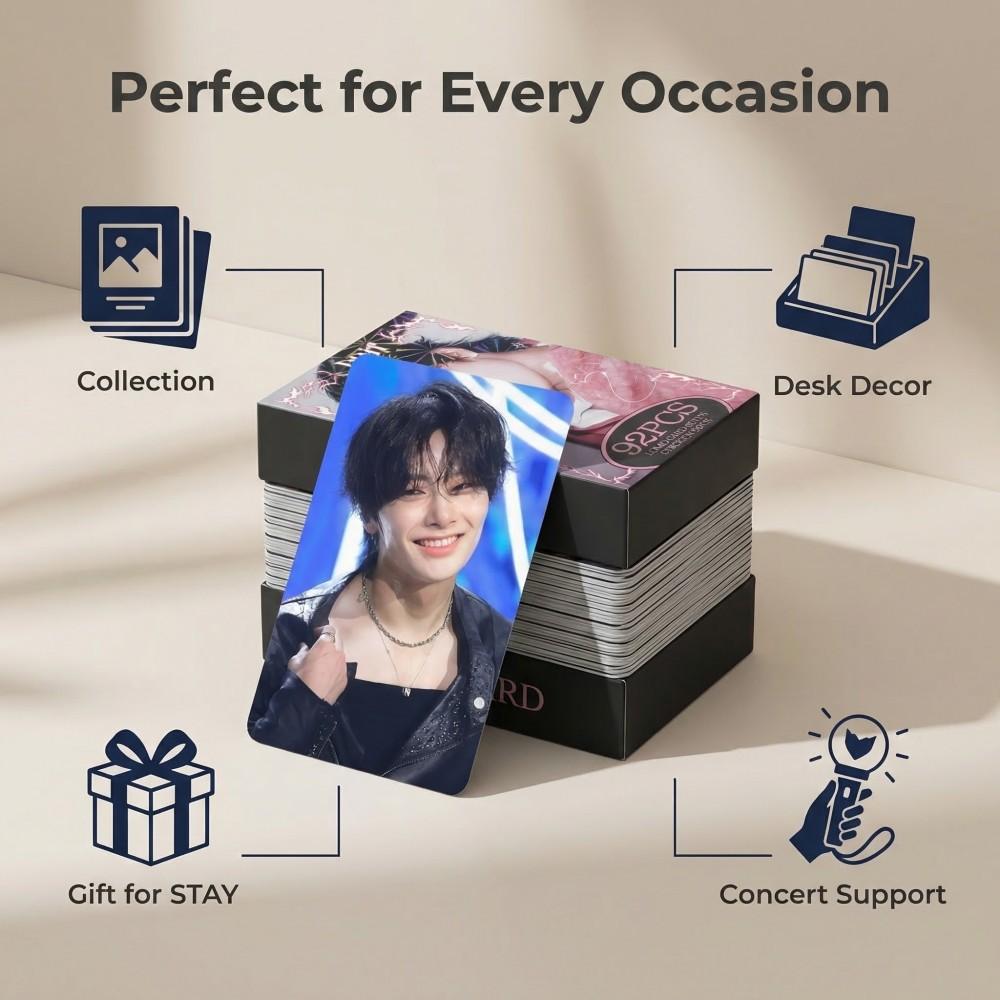 92PCS Hot Kpop Idol Stray Kids Collectible Cards Sticker High Definition Photo Postcards Card Fans Support Gifts L.N LOMO Kid Friendly Entertaining