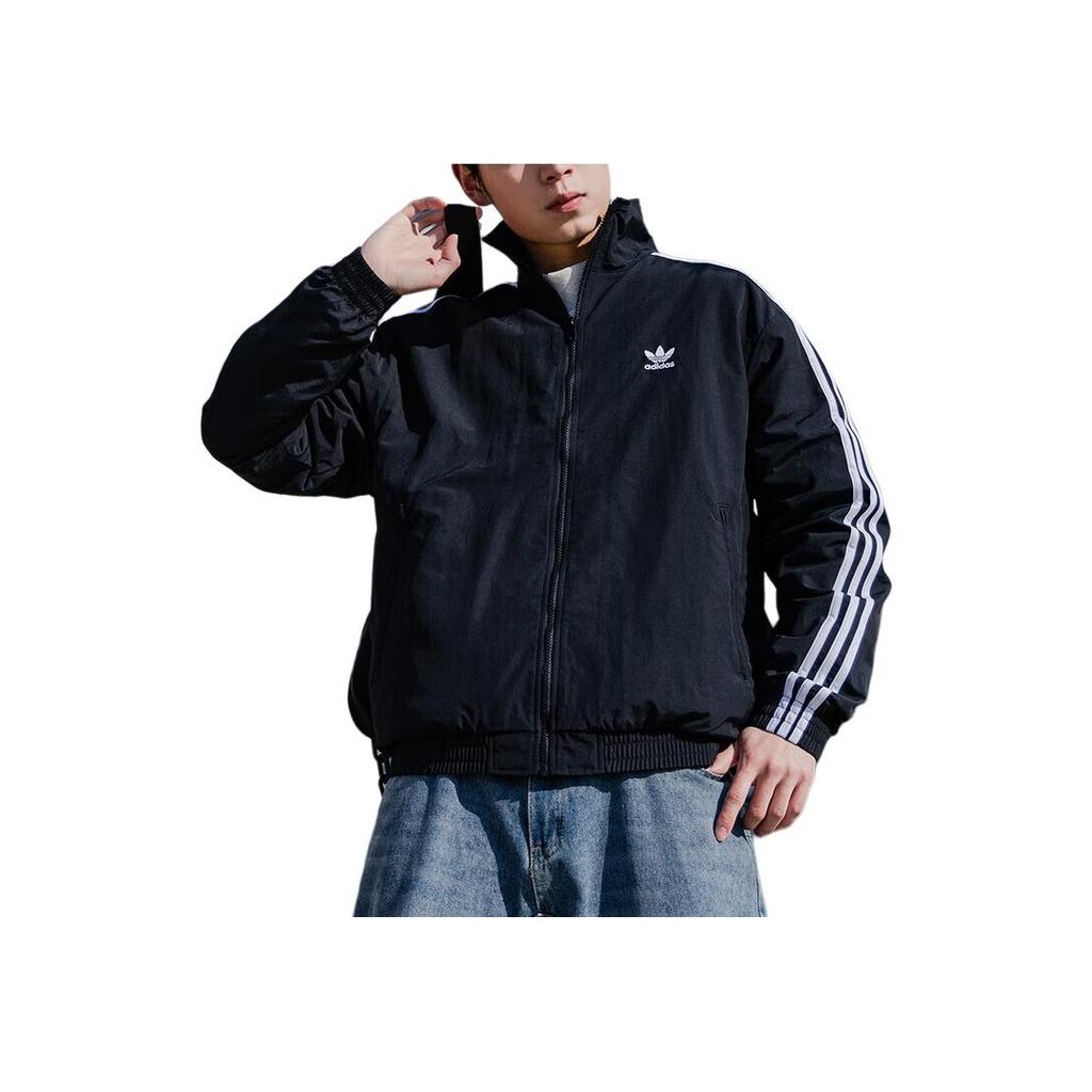 adidas Originals Firebird Tessuto Collo Alto Moda Retro Ampia Versatile Giacca con Logo Uomo Giacca Nera KB2466