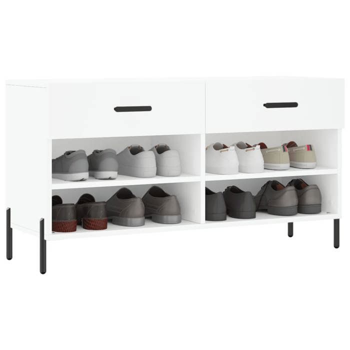 VidaXL Banc à Chaussures, Armoire à Chaussures avec 4 Étagères et Pieds, Meuble à Chaussures avec 2 Tiroirs Salon, Moderne, 829748
