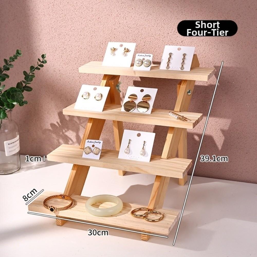 2/3/4 Layer Wooden Jewelry Display Stand Multi Functional Ornament Organizer Display Props