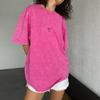 Růžové bavlněné tričko dámské kyselinou prané tričko unisex vintage oversized tričko Y2k ležérní top tričko dámské oblečení