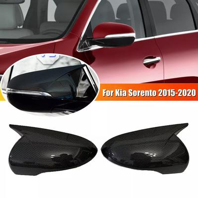 For Kia Sorento 2015- Car Rearview Side Mirror Cover Wing Cap Exterior Door Rear View Case Trim Sticker Carbon Fiber Black