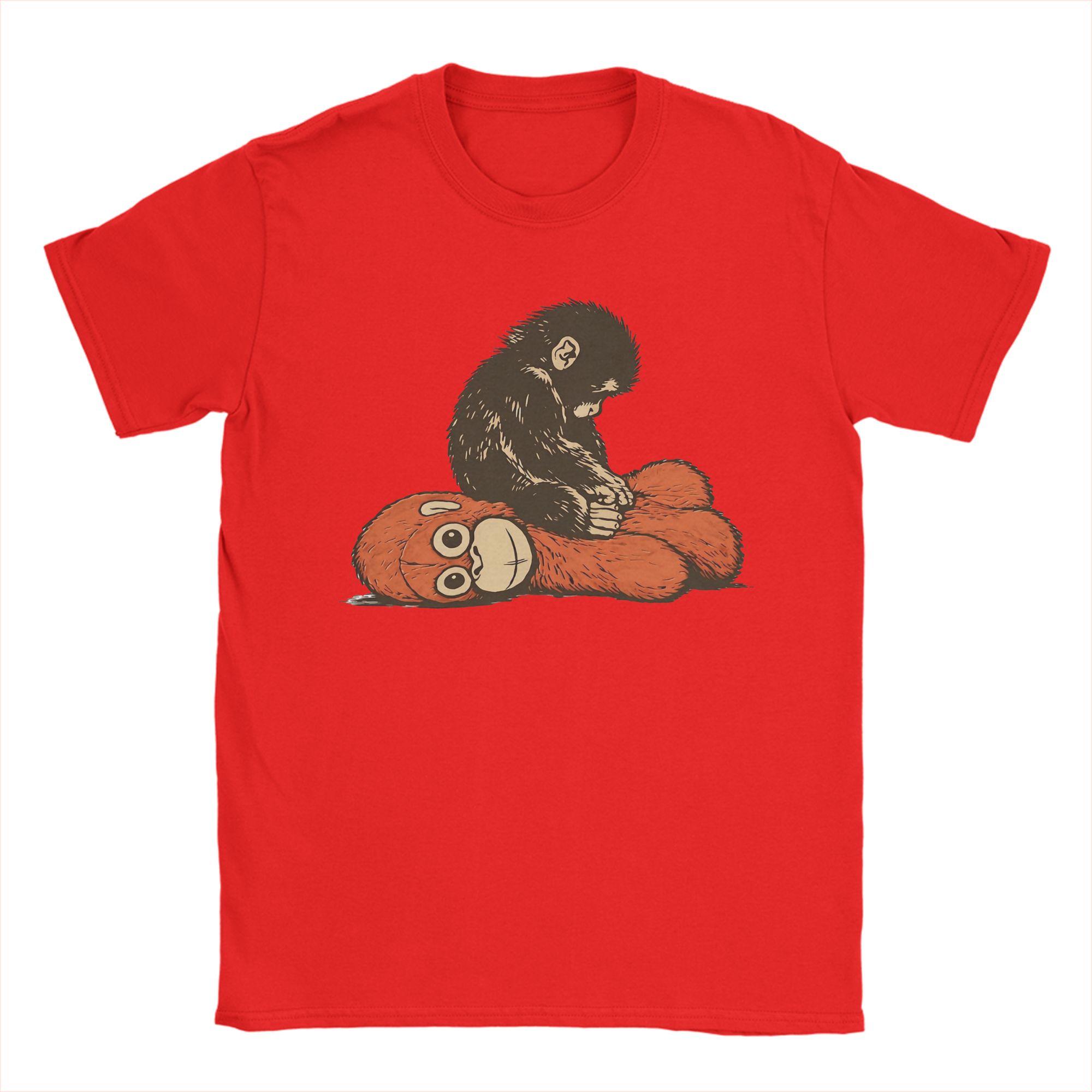 Unisex TShirts Kawaii Punch Baby Monkey Funny Pure Cotton Tees Short Sleeve  T Shirts Round Collar Tops Original S