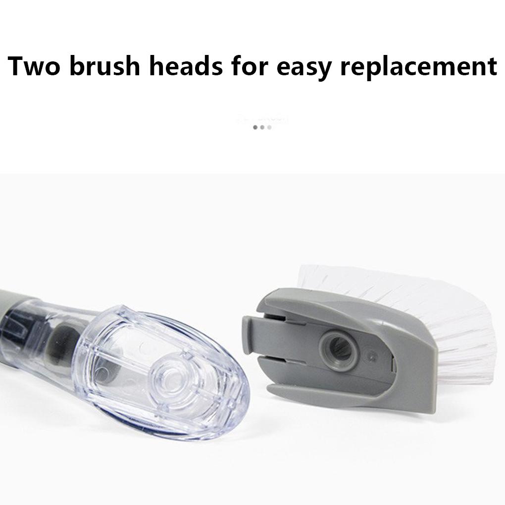 2-In-1 Plate Kitchen Cleaning Brush Removable Head Sponge Tools Dish Long Handle Scrubber Dispenser Pot Sink Household
