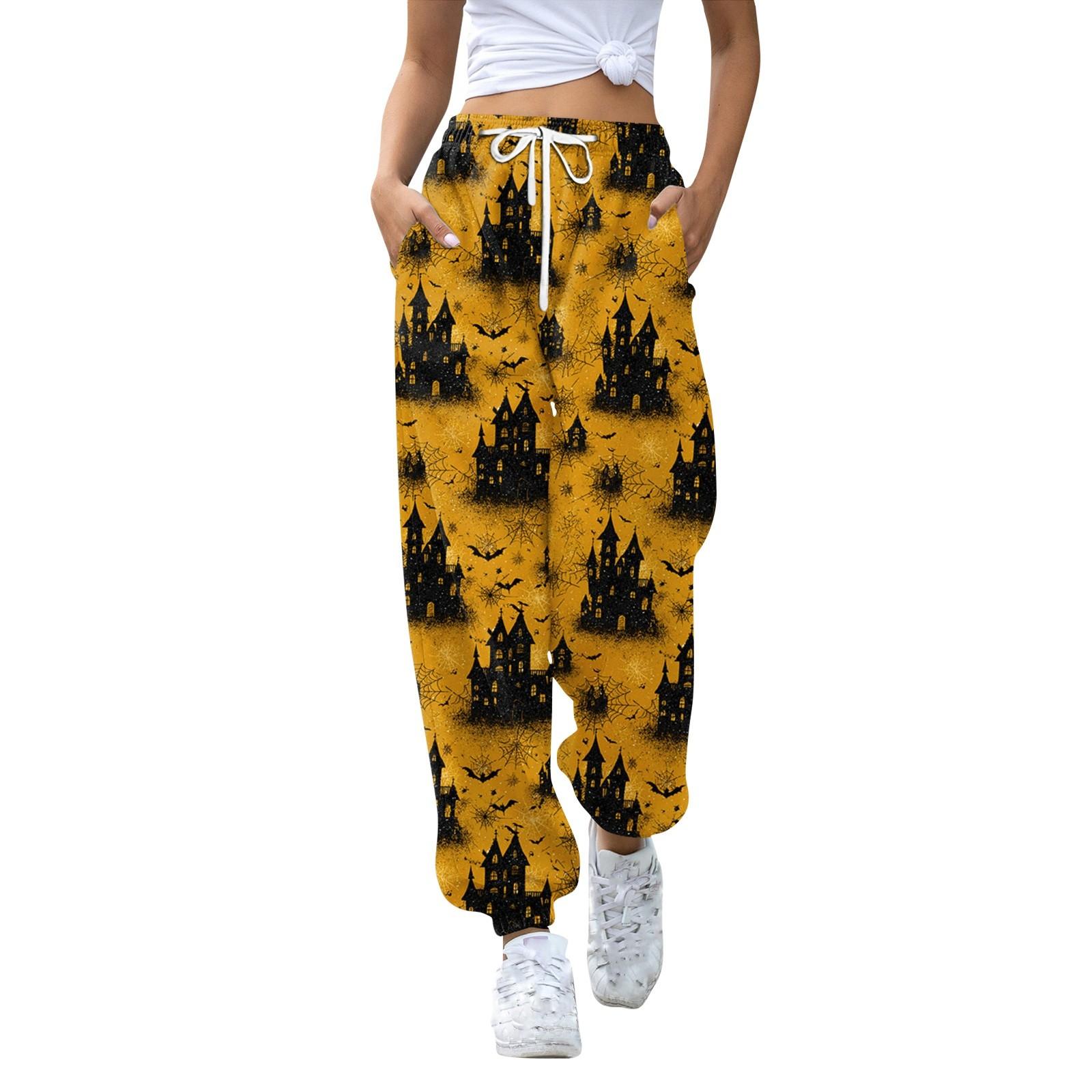 

Женские спортивные брюки с карманами, модные брюки с принтом и эластичной талией, повседневные спортивные штаны XL