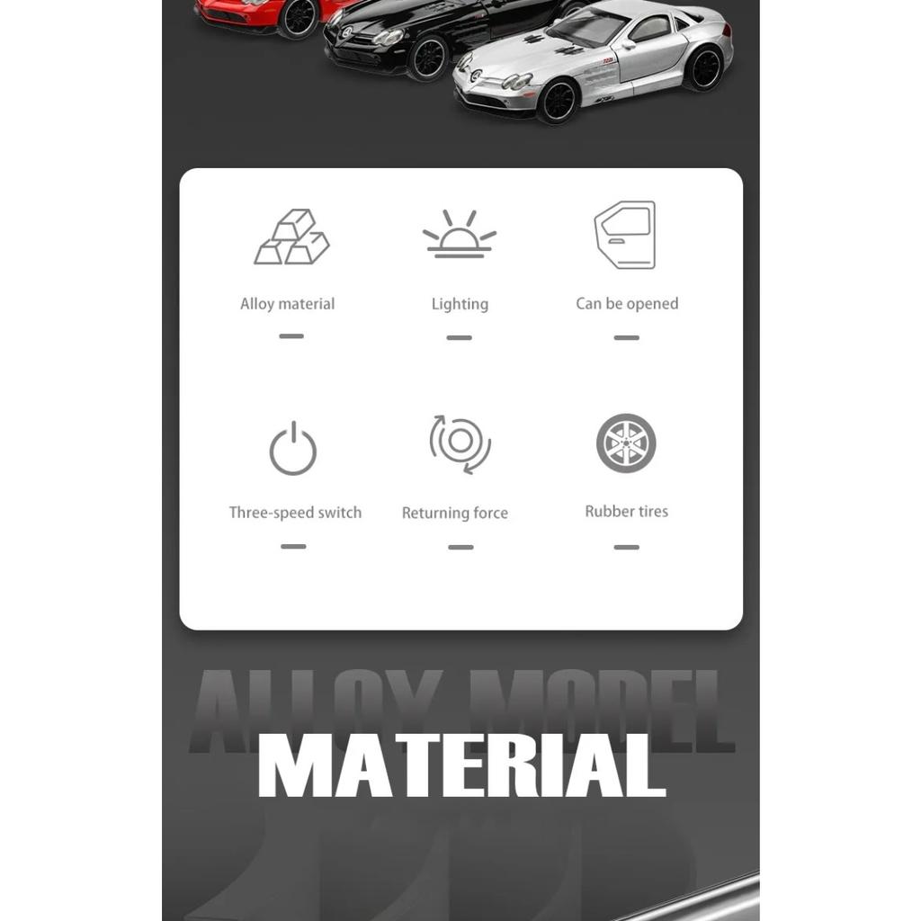 Simulation 1/32 Benz SLR McLaren 722S Linkage Sports Car Alloy Toy Car Model Sound and Light Pull Back Diecast Toy Vehicle Gift
