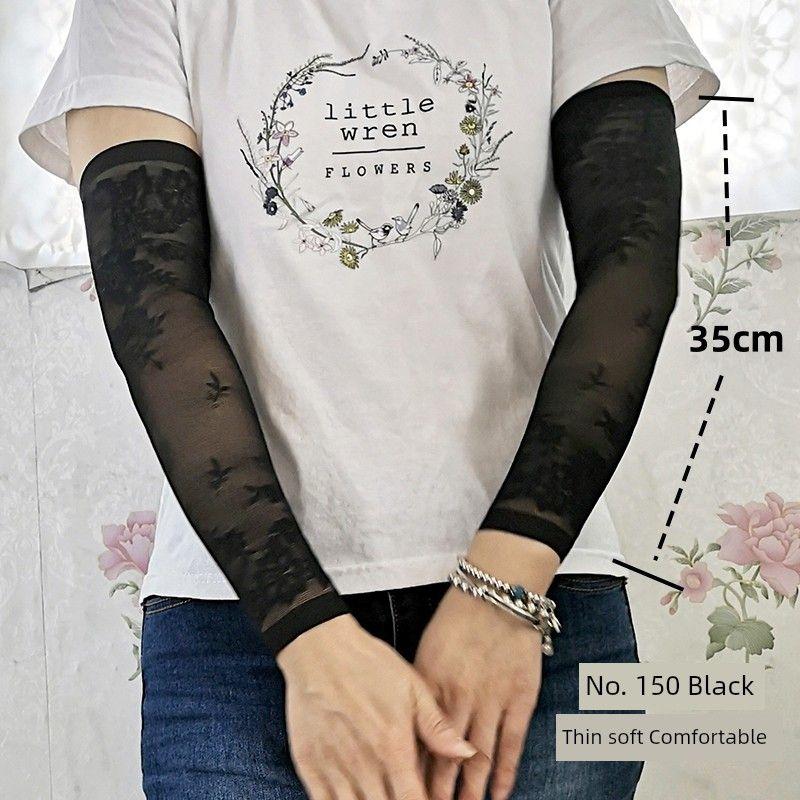 

Arm Sleeves Women Autumn and Winter Long Open Finger Lace Flower Half Finger Warm Gloves Lightweight Breathable Lace Fake Sleeve