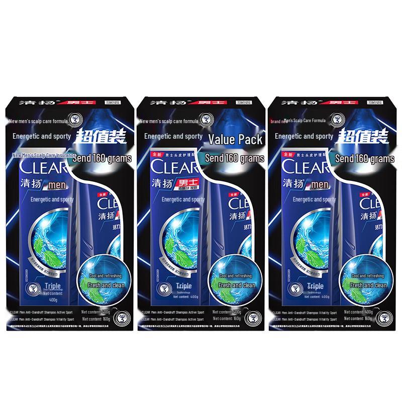 Clear Men Anti-Dandruff Vitality Sport Mint Shampoo 3-Pack