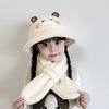 Children's Hat Scarf Two-piece Set Winter Girl Cute Rabbit Warm Basin Hat Boy Baby Winter Bucket Hat