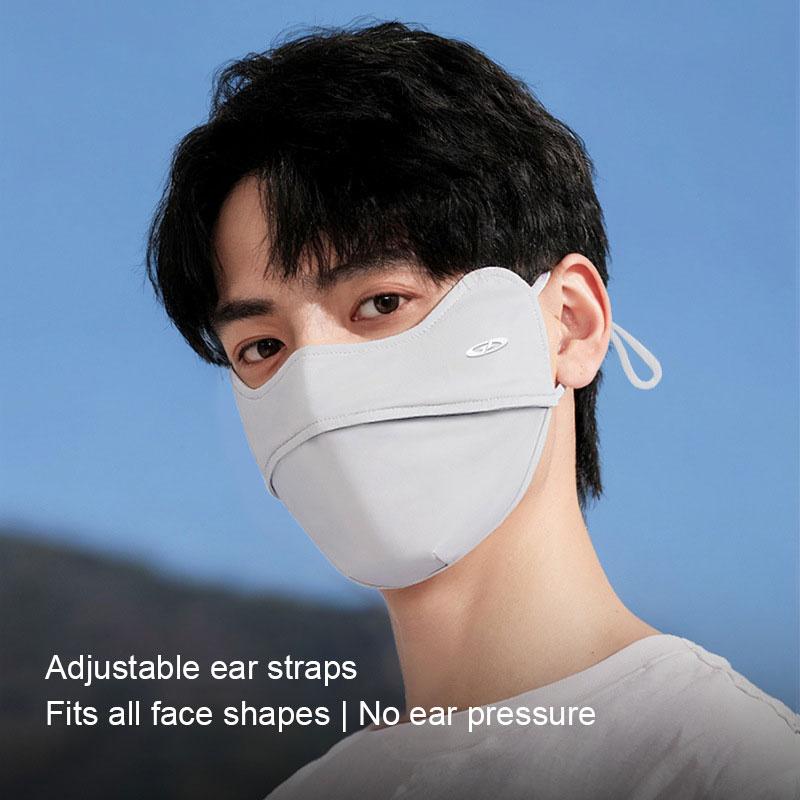 Summer Ice Silk Uv Protection Face Mask For Men, Outdoor Sun Shield Face Cover With Eye Corner Guard