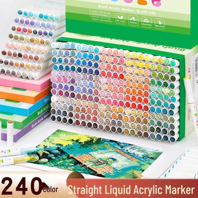 DL639 Akrilik Marker Seti - 240 Renk, Yumuşak Uçlu, Büyük Kapasiteli, Opak, İstiflenebilir