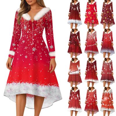 Vestidos estampados de fiesta de Navidad para mujer, vestidos vintage de Navidad a media pierna, vestidos casuales, vestidos de cóctel, vestidos de fiesta festivos
