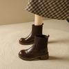 Nowe termiczne krótkie botki damskie w stylu brytyjskim jesienno-zimowe cienkie botki na grubej podeszwie botki Martin damskie elastyczne dzianinowe botki