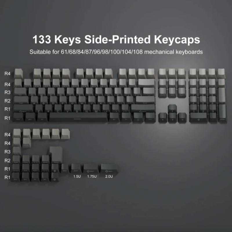 Xiaomi 135 Tasten Cherry Profil Traubengrün Keycaps Seitenaufdruck Durchleuchtend Keycaps Double Shot PBT Keycap für MX Switch Gaming-Tastatur