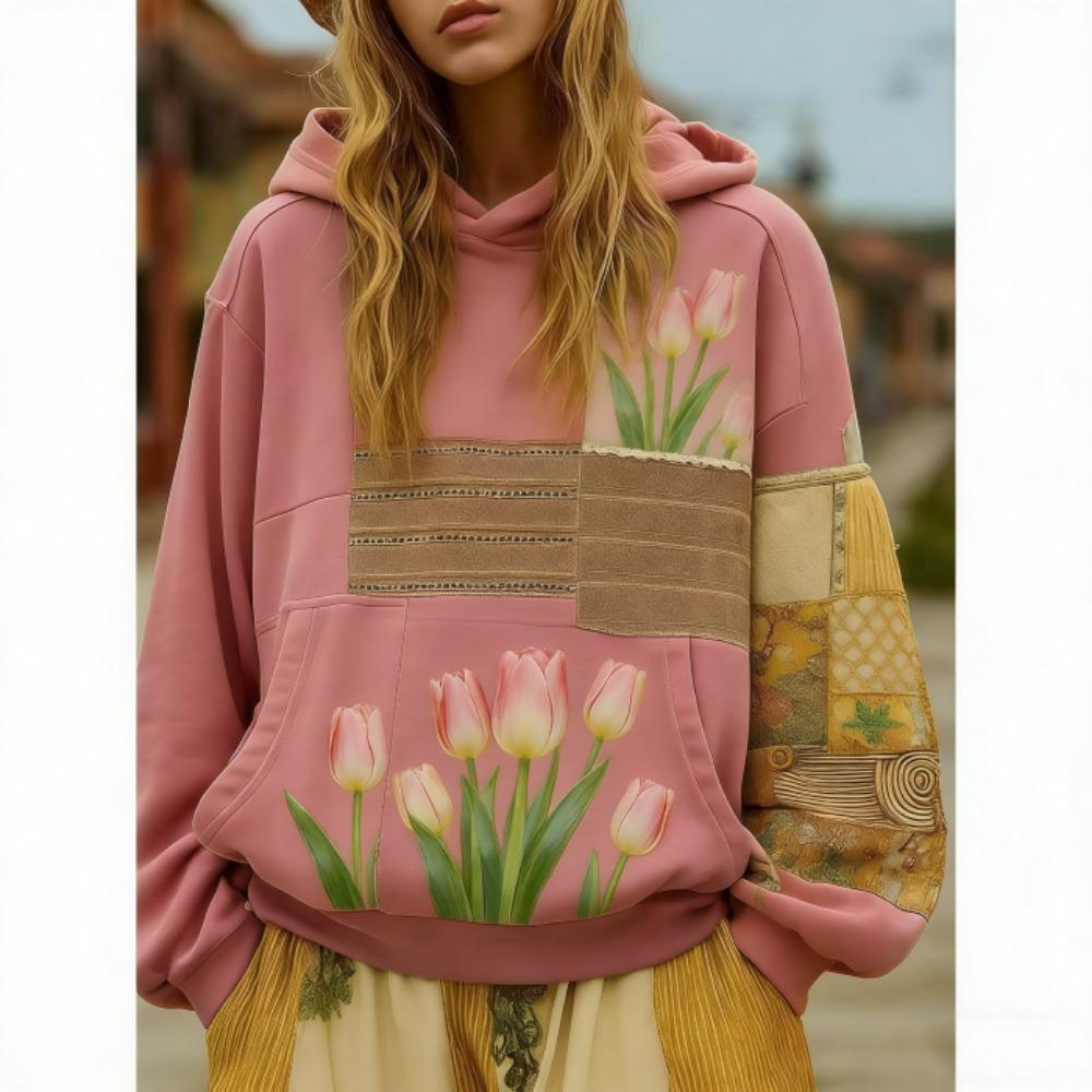 Frühling Herbst Bohème Stil Floral 3D Druck Hoodie Damen Lässig Europäisch Amerikanisch Hoodie Streetwear Sweatshirt Damen Kleidung Oberteil