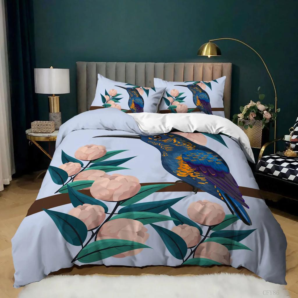 Parrot Duvet Cover King Size Realistic Looking Birds On Branches Macaw Tropical Wildlife Bedding Set Soft Polyester Quilt Cover