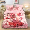 3pcs Valentine's Day romantic pink love goblin car print coreless down duvet cover set multi size bedroom bedding decoration