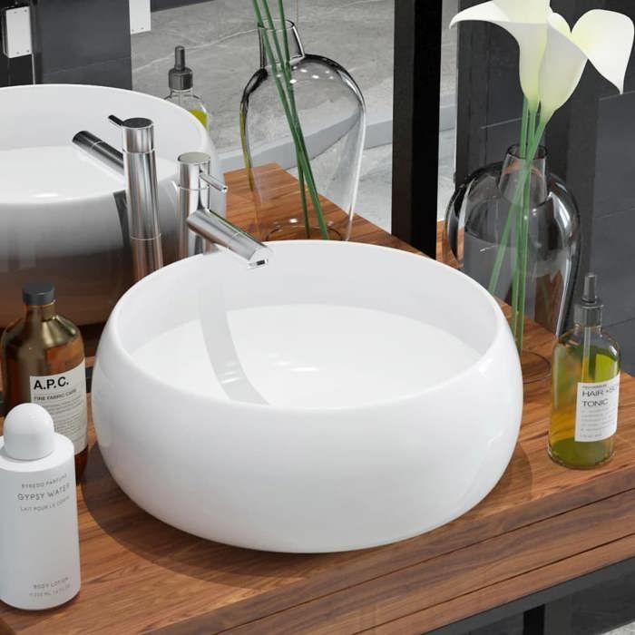 VidaXL Round Ceramic Sink Hand Basin Washbasin Sink for Bathroom 142340