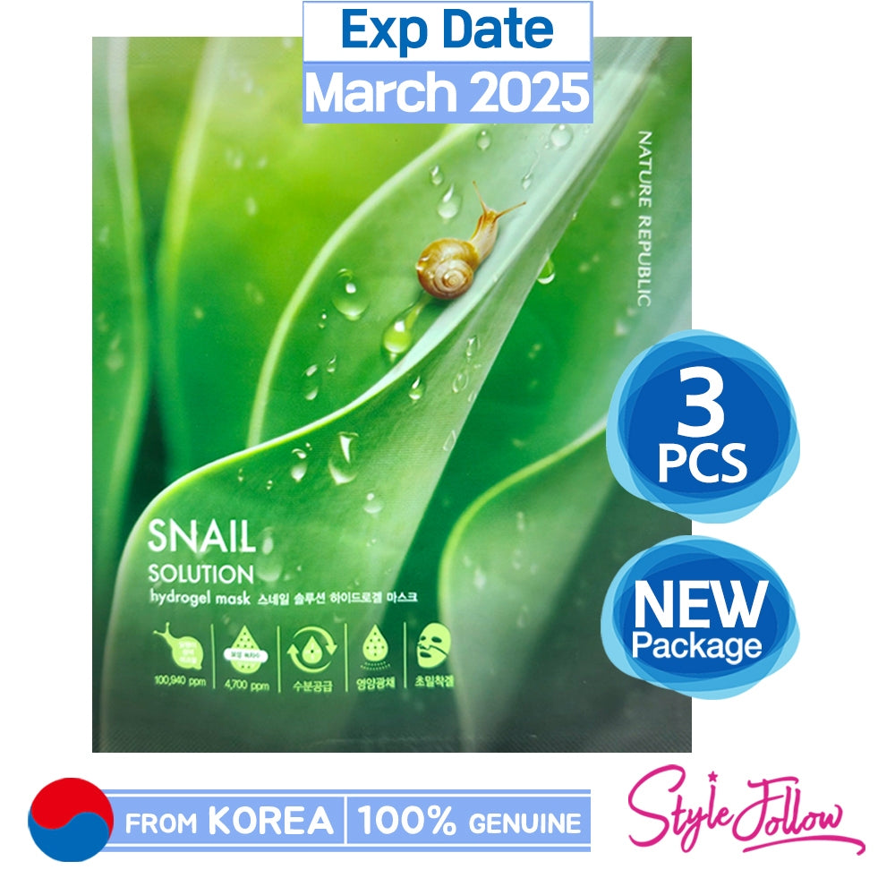 

3шт_[NATURE REPUBLIC] ГИДРОГЕЛЕВАЯ маска Snail Solution