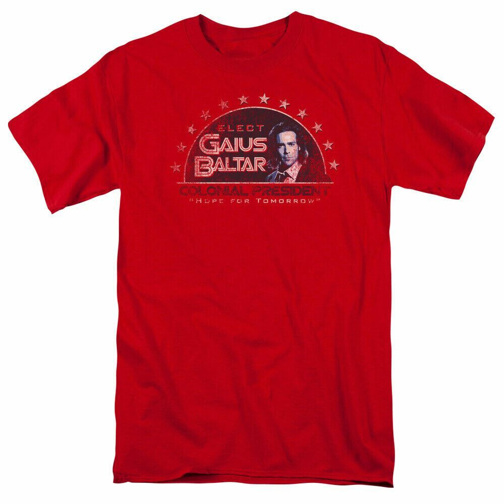 Battlestar Galactica Elect Gaius T Shirt Licensed Sci-Fi TV Show Classic Tee Red XXXXL