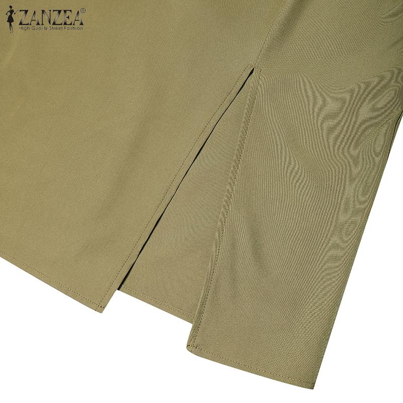 ZANZEA Rochie de vară cu mâneci scurte, ocazională, cu gât rotund