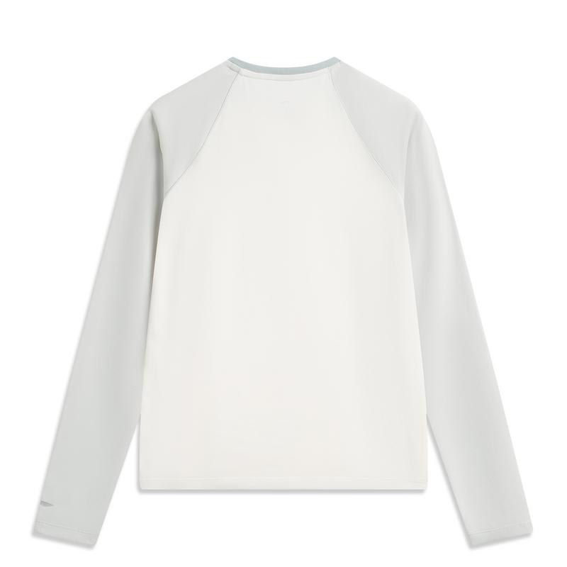 Li-Ning Outdoor Series Color Block Quick-Dry Cool Stretch Wrinkle-Resistant Long Sleeve T-Shirt Women Tops Off-White ATLV090-4