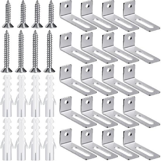 Oudain 20 Set Whiteboard Brackets Whiteboard tallation Hardware Kit Mounting Wall Hanging Brackets Include Hanger Supports, Screws, Expansion Tube