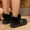 Fashion Comfort Fluffy Fur Snow Boots Women Fashion Buckle Platform Winter Ankle Boots Woman Faux Suede Short Plush Warm Cotton Shoes