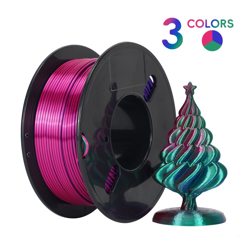 Silk Multi-color PLA 3D Printing Filament, 200g/250g, for All FDM Printers.