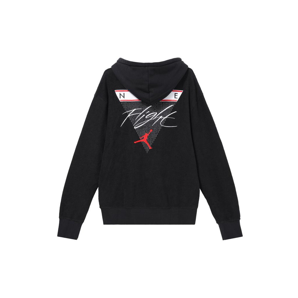 Jordan Flight Logo Print Woven Pullover Hoodie Men Tops Black CZ1206-010