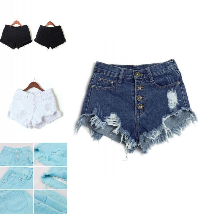 Premium Quality Usa Women High Waisted Washed Ripped Hole Mini Jeans Pants For Stylish Comfort