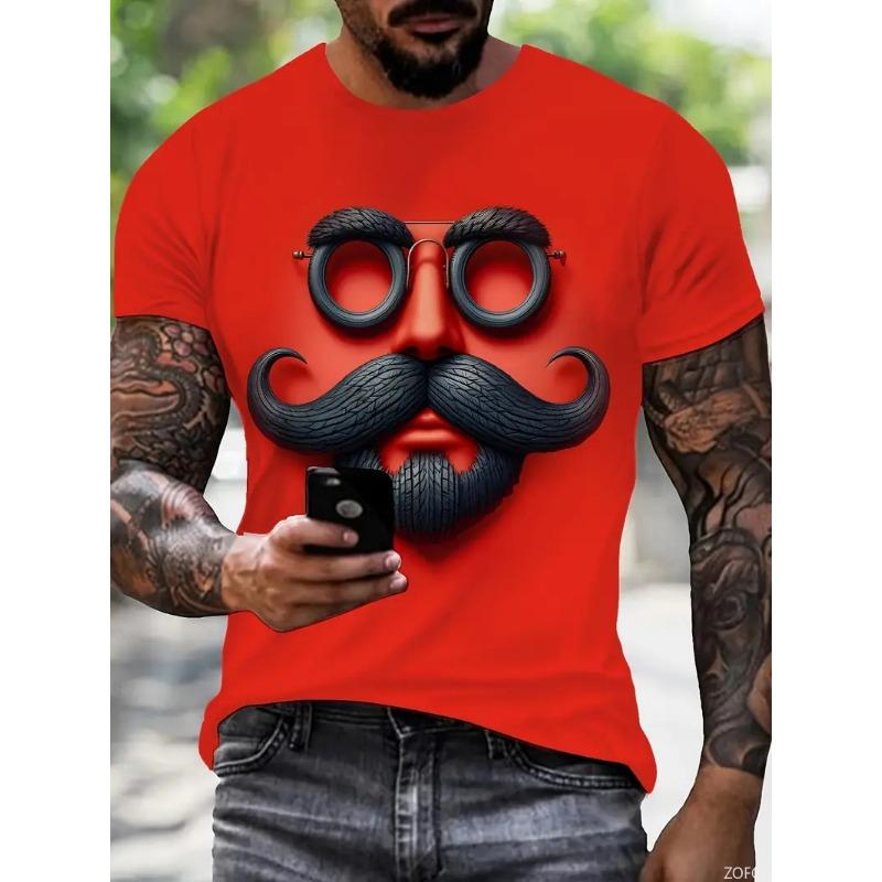White Funny Men's T-shirt Cartoon 3D Printing Summer Casual Short Sleeved Pullover Fashionable T-shirt Outdoor Men's Clothing
