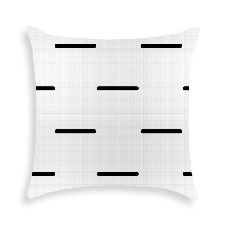 Nordisch Schlicht Schwarz und Weiß Geometrisch Weiß Leinen Kissenbezug Sommer Zuhause Sofa Kissen Kissenbezug