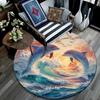 Dolphins Round Area Rug,Carpet Rug for Living Room Bedroom Sofa Playroom Decor,Non-slip Floor Mat