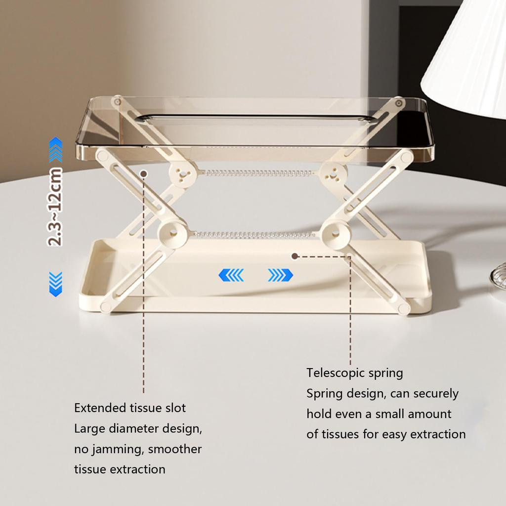 Clear Tissue Box Holder Spring-loaded Tissue Dispenser Transparent Desktop Tissue Box Cover for Home Office Bathroom Car
