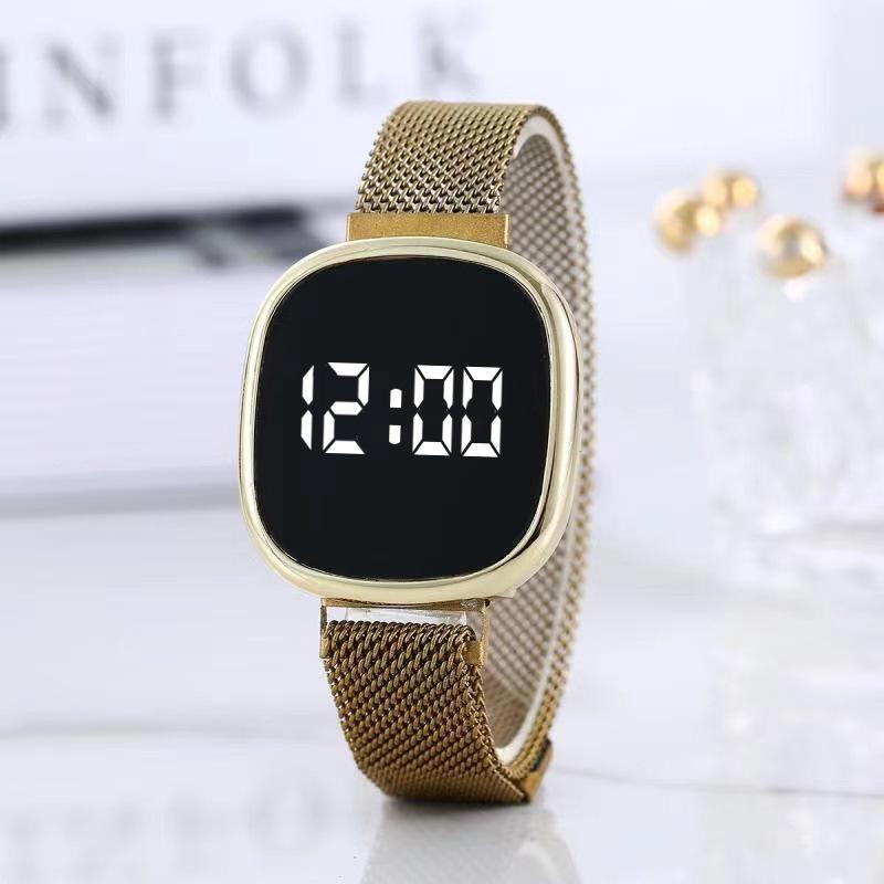 Stylish And Simple Led Round Electronic Watch Male And Female Students Sports Fashion Electronic Watch Watch золотой