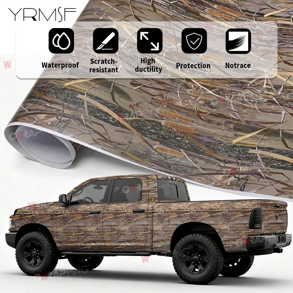 Vinyl Wrap for Car Bubble-free for Tank Off-road Vehicles Outdoor Decorations Camouflage Waterproof Trees Grass Body Covering