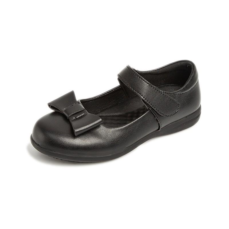 Girls Black Patent Leather School Shoes Formal Occasions Magic Tape TPR Sole Ages 4-16