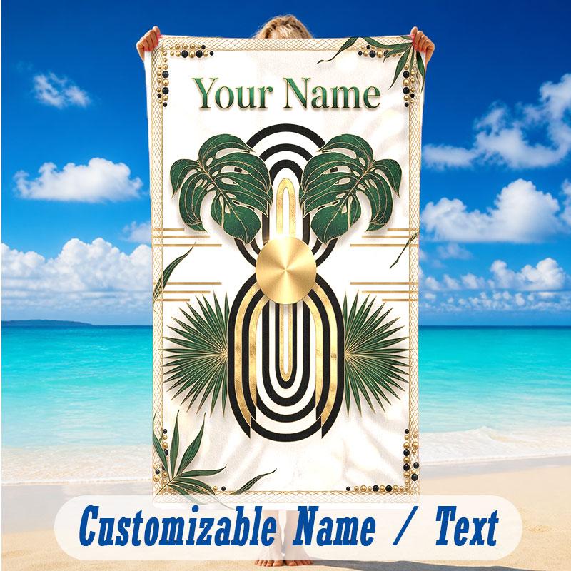 Decorative Artwork Theme Beach Towel Personalized Custom Name & Text Soft Quick Dry Beach Towel for Swimming Travel